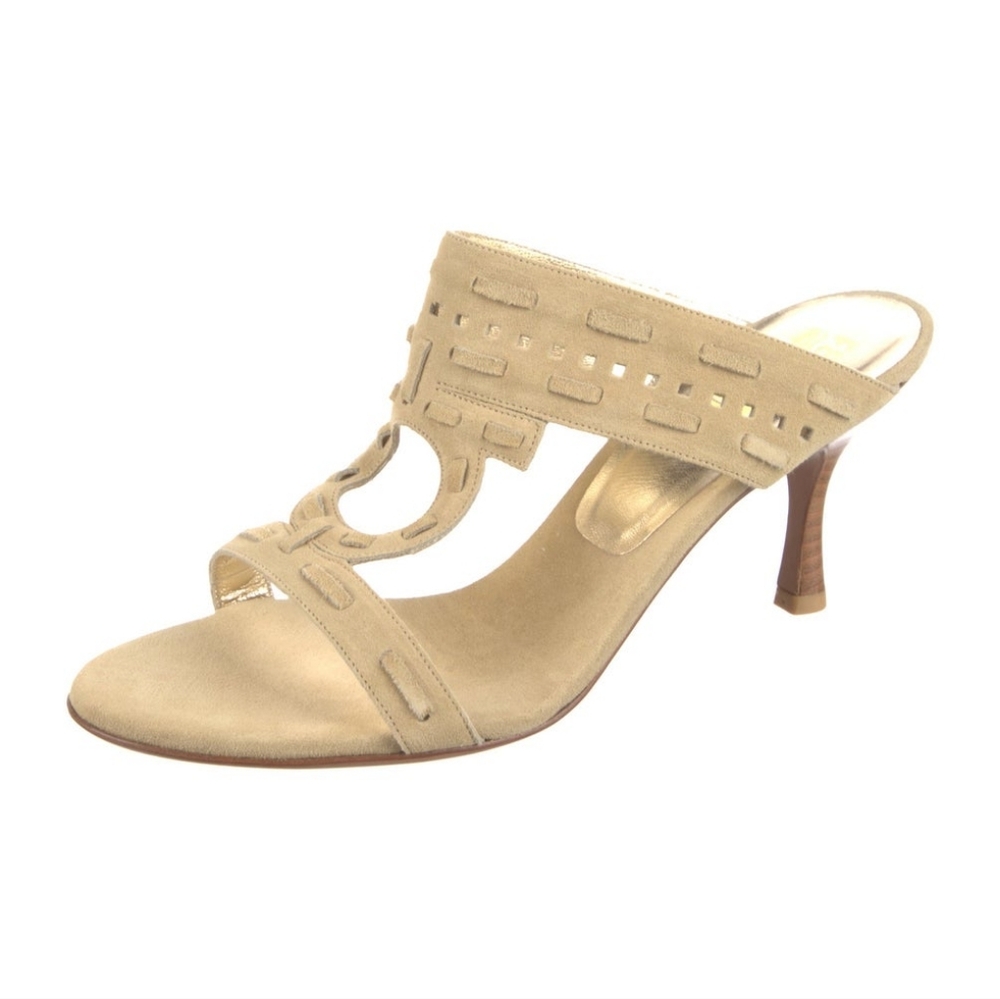 Salvatore Ferragamo Designer Suede Slides Heels Women's Size 9.5